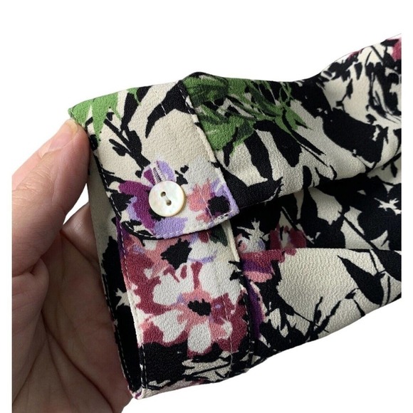 J Jill Floral Print Long Sleeve Button Up Blouse Womens Size Small Polyester - Picture 8 of 12